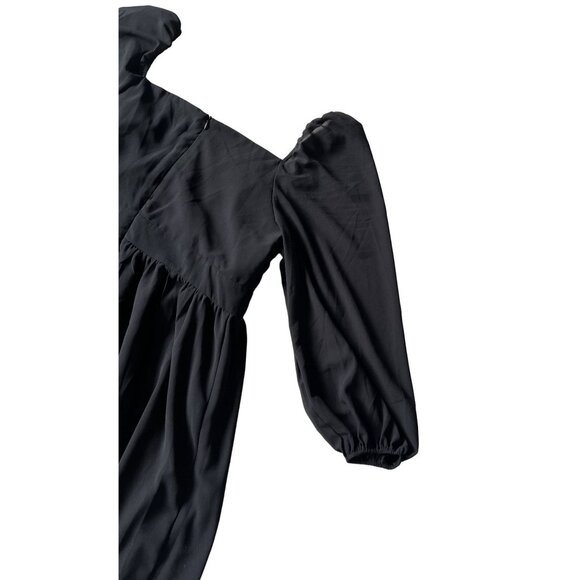 Shein Curve Black Off-Shoulder Dress 2XL Baby Doll Lined Witchy Plus Size - Picture 6 of 7